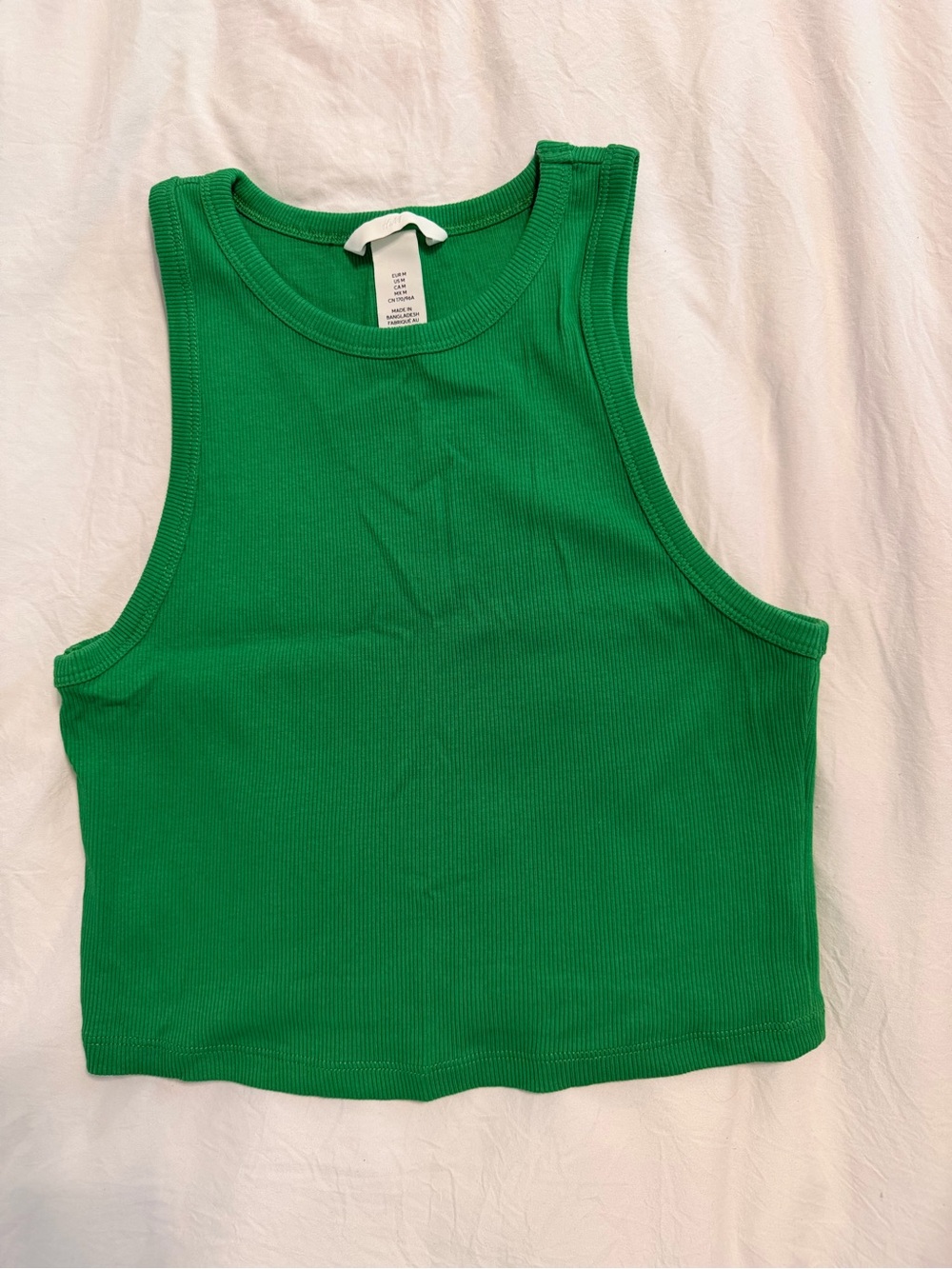 H&M Green Ribbed Crop Tank Top